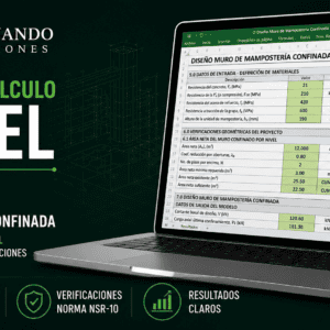 Hoja de cálculo Excel para diseño de muro de mampostería confinado.